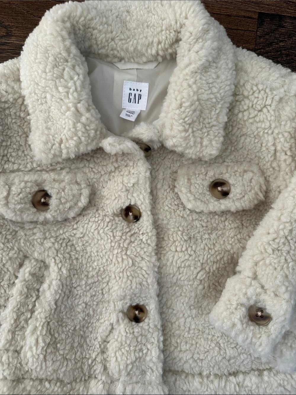 GAP Cream Sherpa Button-Up Jacket for Kids